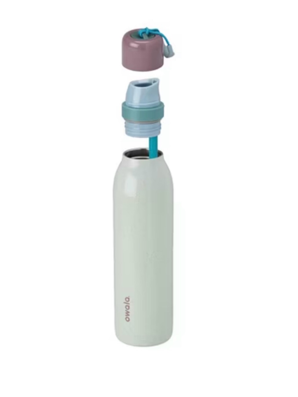 Owala Mint Green confetti Stainless Water Bottle with Purple Cap 24oz - Picture 4 of 4